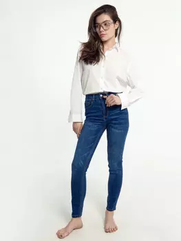 Брюки женские джинсовые skinny темно-синие