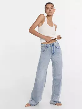 Брюки женские джинсовые wide leg fit голубые
