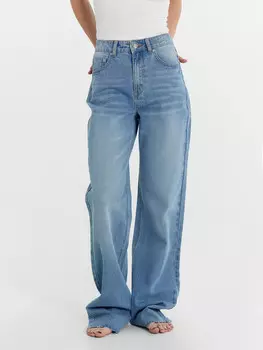 Брюки женские джинсовые wide leg fit голубые