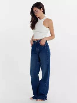 Брюки женские джинсовые wide leg синие