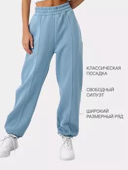 Брюки женские джоггеры теплые в зелено-голубом цвете