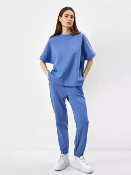 Брюки женские из интерлока в сине-фиолетовом цвете