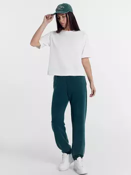 Брюки женские изумрудные с дизайнерским принтом