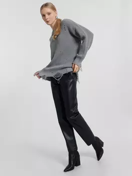 Брюки женские кожаные черные