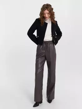 Брюки женские кожаные серые