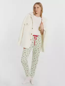 Брюки женские мятные с принтом