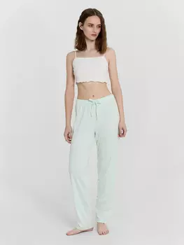 Брюки женские мятные с принтом
