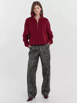 Брюки женские черные с принтом в виде потертостей