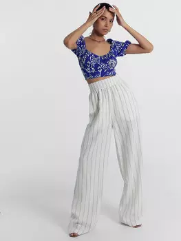 Брюки женские светло-молочные в полоску