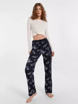 Брюки женские темно-серые с принтом