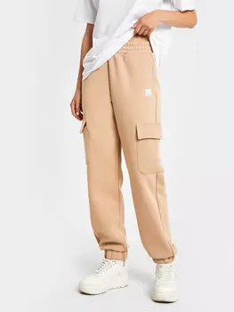 Брюки женские теплые карго в бежевом цвете