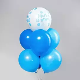 Букет из шаров happy birthday, латекс, набор 7 шт., цвет синий