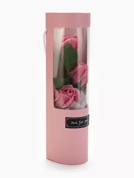 Букет из трех мыльных дымных роз в колбе.