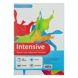 Бумага цветная а4, 100 листов calligrata интенсив, голубая, 80 г/м
