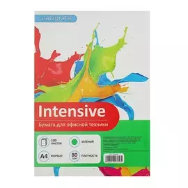 Бумага цветная а4, 100 листов calligrata интенсив, зеленая, 80 г/м