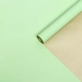 Бумага крафт двусторонняя, мятный-золотой, 0,55 х 10 м