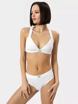 Бюстье хлопковое в рубчик белого цвета для женщин