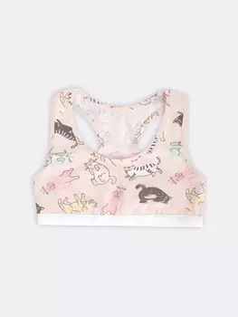 Бюстье-топ для девочек розовое с котиками
