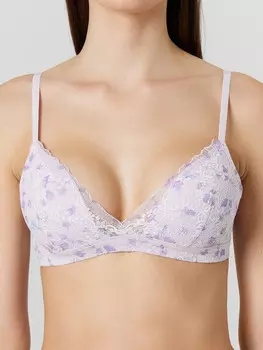Бюстгальтер женский лиловый с цветочным принтом