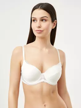 Бюстгальтер женский белый с деталями из кружева