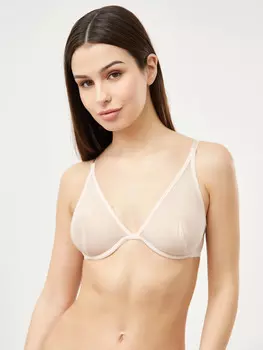 Бюстгальтер женский прозрачный в бежевом цвете