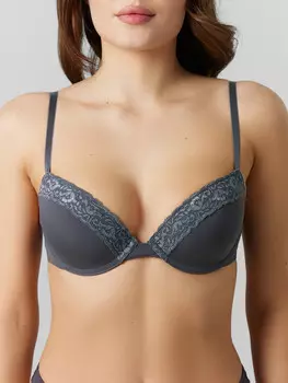 Бюстгальтер женский серый с кружевом