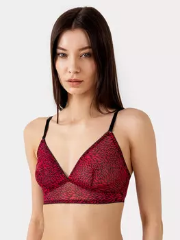 Бюстгальтер женский в красном цвете с принтом