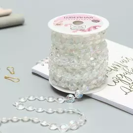 Бусы на нитях, с голографией, 10 мм, 9±1 м, прозрачные