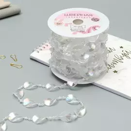 Бусы на нитях, с голографией, 16 мм, 9±1 м, прозрачные