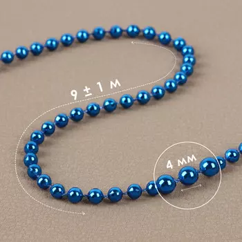 Бусы на нитях, 4 мм, 9±1 м, синие