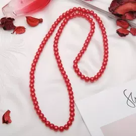 Бусы нить, цвет красный, 45см