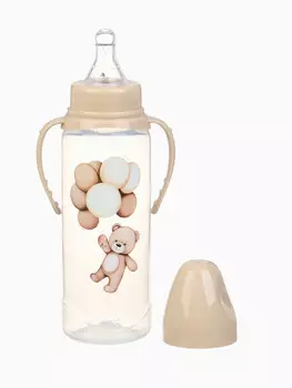 Бутылочка для кормления baby bear 250 мл, цилиндр, бежевый mum&baby
