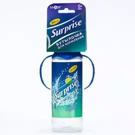 Бутылочка для кормления малыша m&b surprise, классическое горло, с ручками, от 3 мес., 250 мл., цилиндр