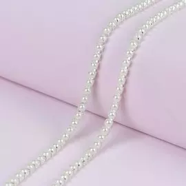 Цепь с жемчугом, металл, пластик, 3.5 мм, 9±1 м, цвет серебряный