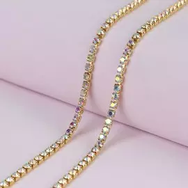 Цепь со стразами, с голографией, 3,5 мм, 9 ± 1 м, цвет золотой