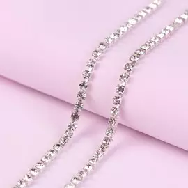 Цепь со стразами, 3,5 мм, 9 ± 1 м, цвет серебряный