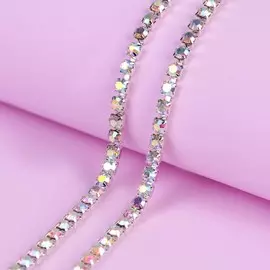 Цепь со стразами, с голографией, 3,5 мм, 9 ± 1 м, цвет серебряный