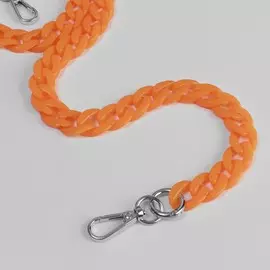 Цепочка для сумки, пластиковая, с карабинами, 2317 мм, 68 см, цвет оранжевый, серебряный