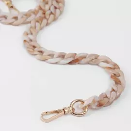 Цепочка для сумки, пластиковая, с карабинами, 15 21 мм, 68 см, цвет светлый агат/золотой