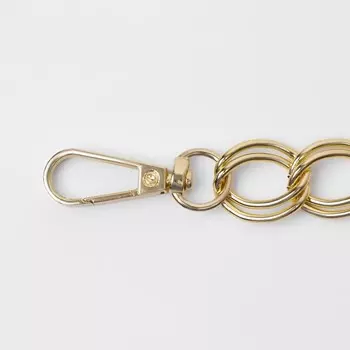 Цепочка для сумки, с карабинами, металлическая, двойная, 1914 мм, 120 см, цвет золотой