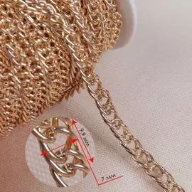 Цепочка для сумки, витая, железная, 79.9 мм, 10±0.5 м, цвет золотой