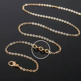 Цепочка с карабином, набор 5 шт. l=45 см, мелкое плетение, цвет золото