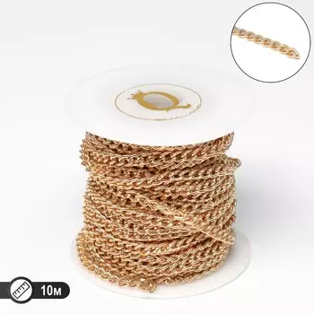 Цепочка железная без карабина на бобине, 0,40,40,11 см, l=10 м, цвет золото
