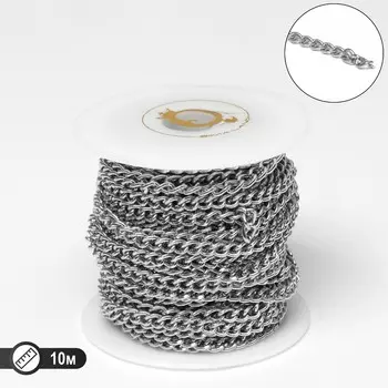 Цепочка железная без карабина на бобине, 0.40.40.11 см, l=10 м, цвет серебро