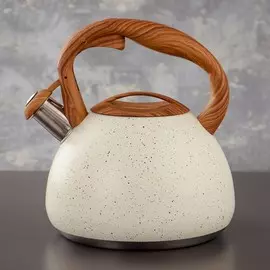 Чайник magistro stone, 2.7 л, со свистком, ручка soft-touch, индукция, нержавеющая сталь, бежевый