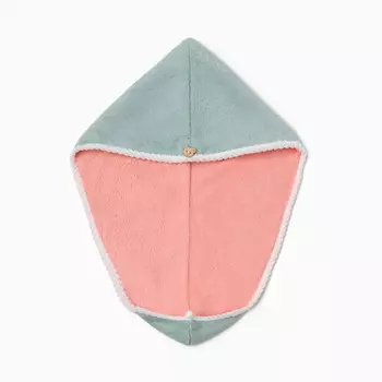 Чалма для сушки волос этель, цв. серый/розовый,25*60 см, 100% п/э