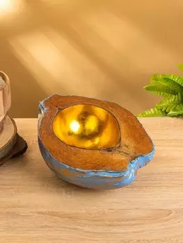 Чаша из кокоса, 22.52510 см, сине-золотая