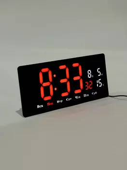 Часы электронные настенные, 36.215.5 см, красные цифры