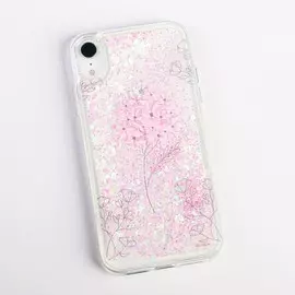Чехол для телефона iphone xr с блёстками внутри flower, 7.6 × 15.1 см