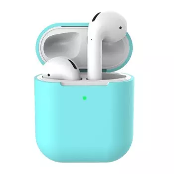 Чехол luazon для футляра airpods 1/2, мат. верха: силикон, 56х22х46 мм, голубой